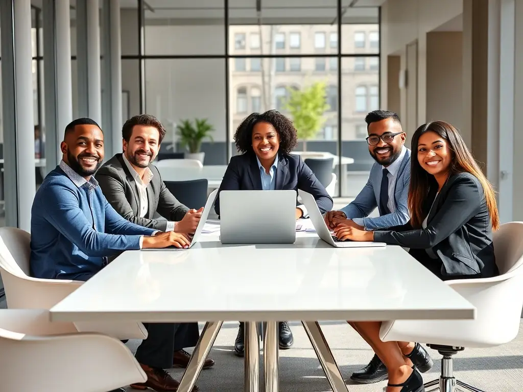 A professional photograph showcasing a diverse group of individuals collaborating in a modern office setting, symbolizing the partnership opportunities with 开云电竞. The image should convey teamwork, innovation, and a shared vision for success in the electronic gaming industry.